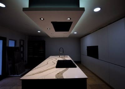 Stone Fascia German Kitchen Fitted With North American Quartz