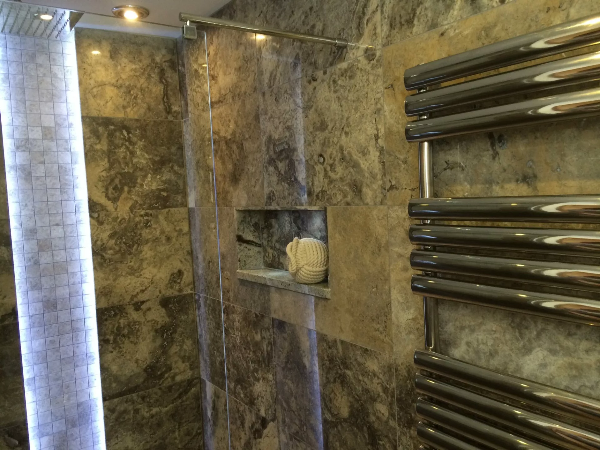 Silver Travertine Bathroom Design