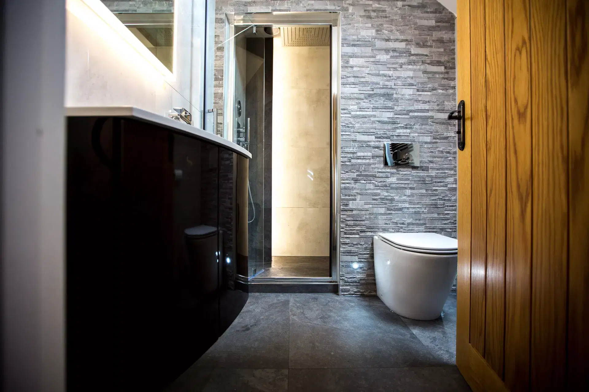 Leonide Interiors Full House Project Bathroom Steam Room Peak House