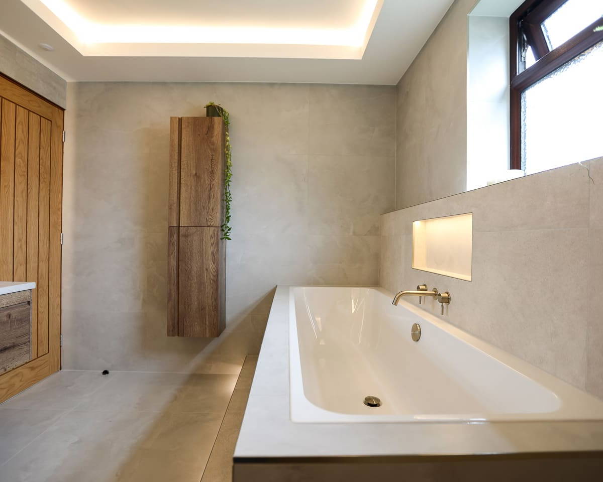 Roman stone effect bathroom tiles