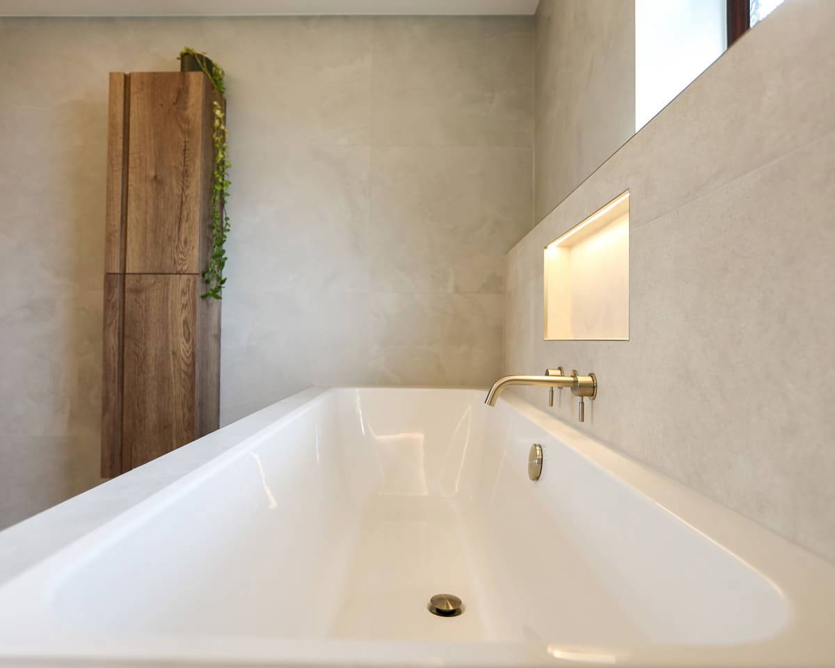 Tiled in fitted bath Chesterfield