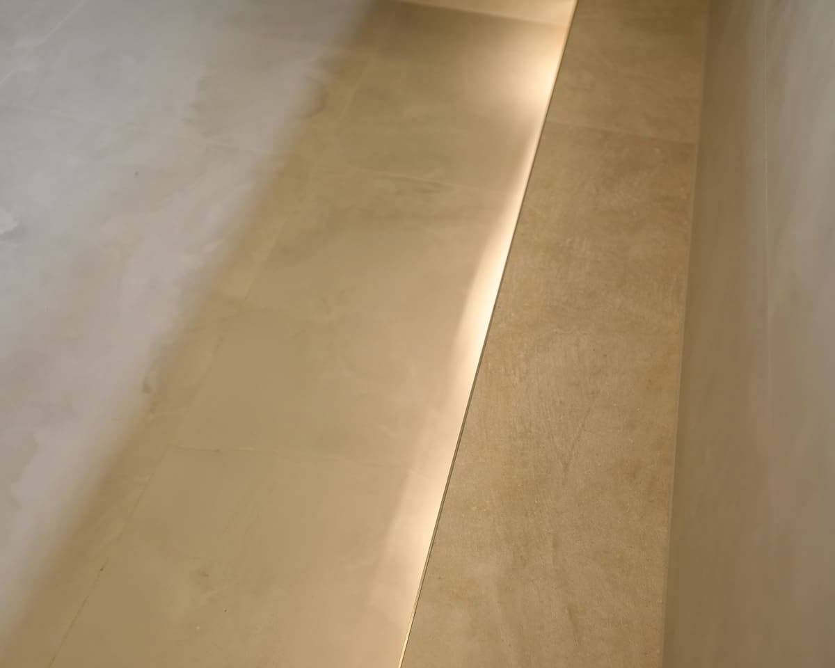 Subtle 3D feature tile bathroom